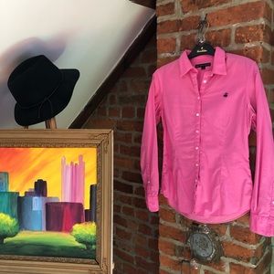 Brooks Brothers 346 Women’s Pink Button Down Polo Long Sleeve Shirt Size 2